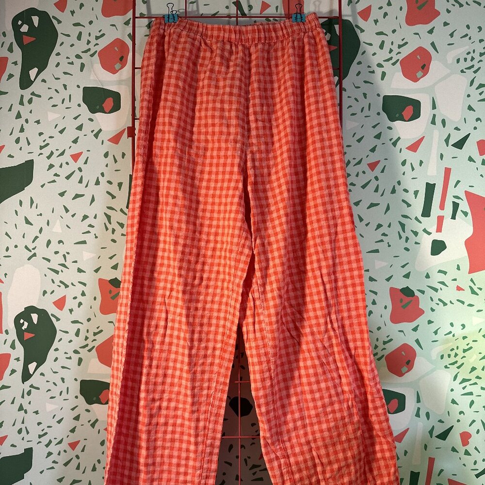 Topshop Red/Pink Gingham Check Trousers - 4-6